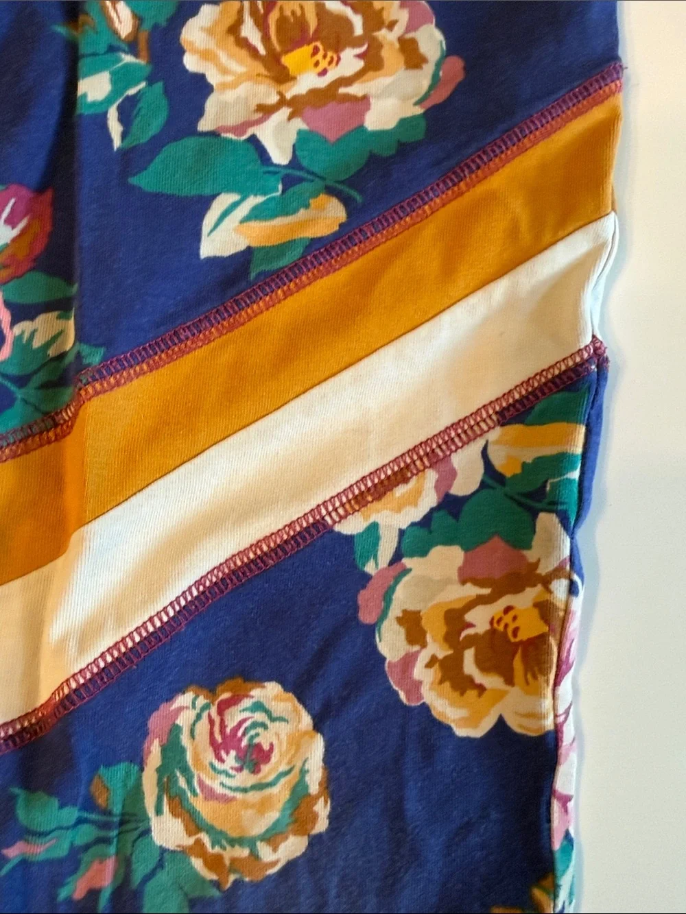Matilda Jane Yellow Royal Blue Flor Striped Raglan Matching Leggings sz 12VGUC